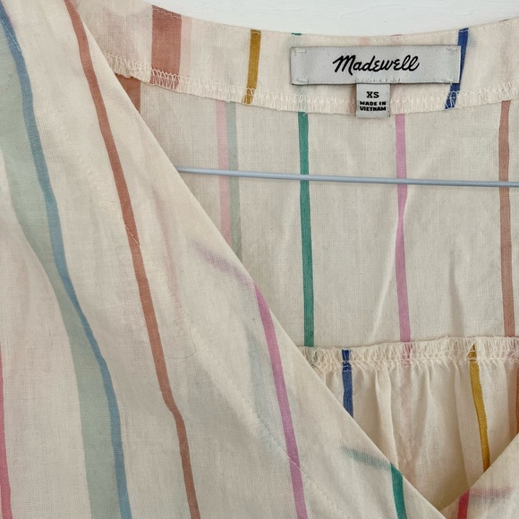 Madewell Vintage Ruffle-Sleeve Shirt in Rainbow Stripe XS - Picture 3 of 4